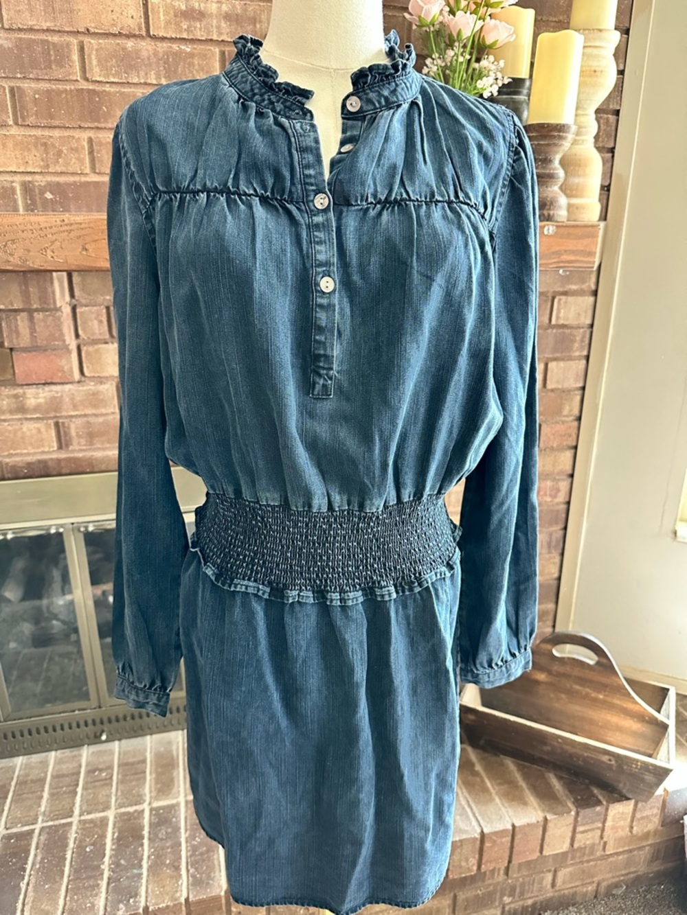 NWT Rails Shawna Dark Vintage Denim Smocked Mini Dress Small S